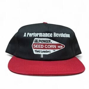 Vintage Pioneer Seed Corn Snapback Hat Red Brim Black A Performance Revolution